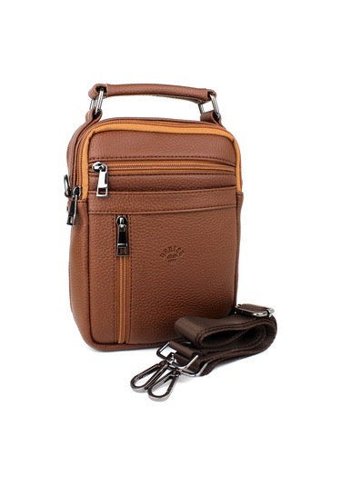 Erkek Taba Omuz Askılı Çok Bölmeli El Ve Omuz Çantası Taba