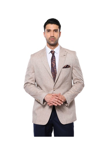 Wessi Slim-fit Sivri Yaka Açık Kahverengi Spor Ceket Açık Kahverengi