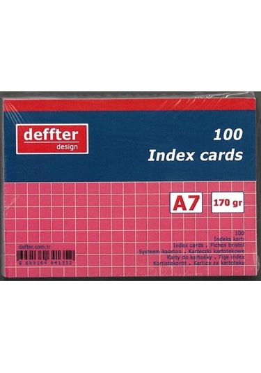 Deffter A7 Kareli Index Kartı Pembe