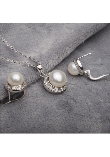 Siyah Lsooyh Cilp Küpe Doğal Tatlı Su Inci Takı Setleri Kübik Zirkonya Cz Kolye Küpe Siyah