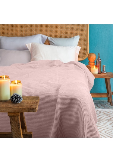 Verra Home Pamuk Battaniye Tek Kişilik Tv Battaniyesi 130 x 170 CM Pembe