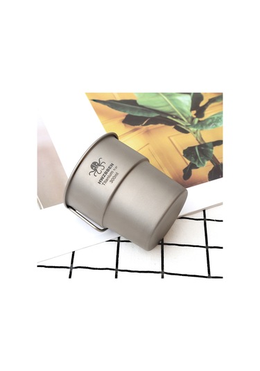 Neevoyu 300ml Ti37 Saf Titan Kupa - Kahve/çay Bardak, 8.5x7.5cm, 54g Hafif Tasarım Gri