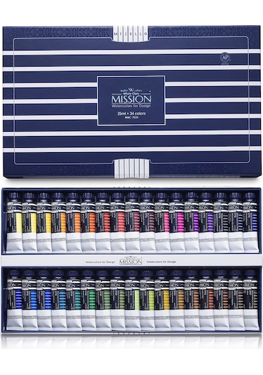 Mijello Mission White Class Pigment Sulu Boya 15ml x 34 Renk