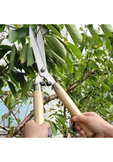 Besthome1 1 Adet Sağlam Bahçe Makası Kalın Ahşap Sap Çim Çit Budama Aleti