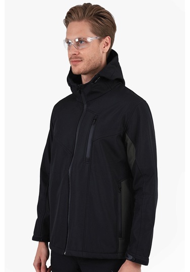 Çift Renkli Riptstop Softshell Mont Siyah - Haki