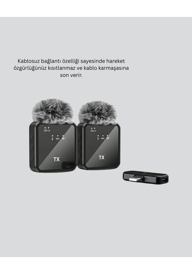 Ceylan Adam 2 Li Kablosuz Yaka Mikrofonu Type-c Ve Lightning Uyumlu Profesyonel Set