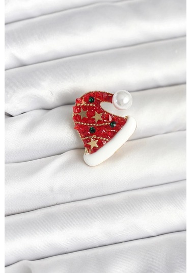 Bfs Kırmızı Şapka Model Yılbaşı Temalı Broş Çok Renkli