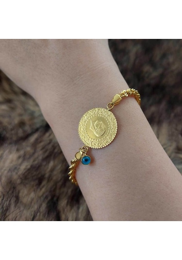 Altınbeyi Yarım Altınlı Halat Zincirli Bileklik Sarı Altın