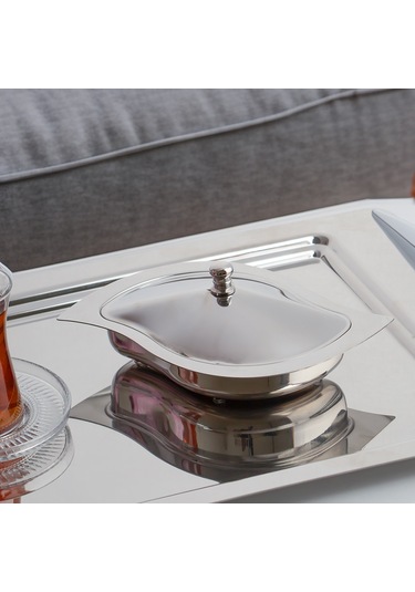 Nehir Gizem Sade 18/10 Çelik Şekerlik-kapaklı Şekerlik 17 X 12cm