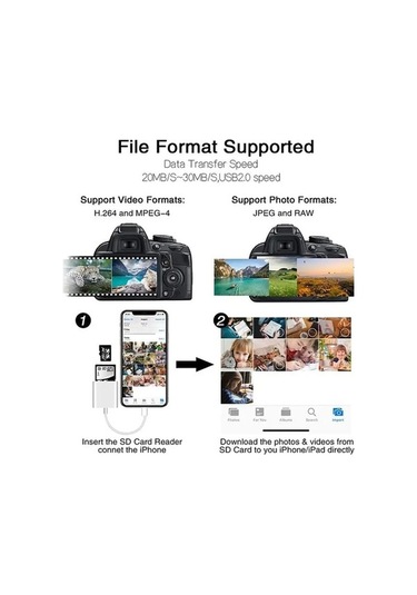 Novahub 2'li 1 Arada Yıldırım Tf Okuyucu, Lightning İphone Uyumlu, İpad İçin, Sd/tf Kart Okuyucu, Multi In 1