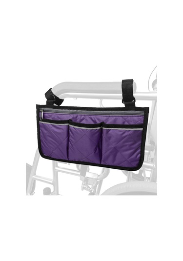 Yuntech01 Tekerlekli Sandalye Yan Çantası, Sağlık Aletleri İçin Askılı Depolama, Polyester Malzeme, Mor Renk Mor