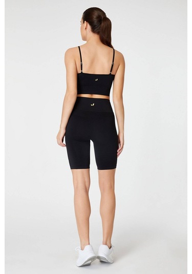 Jerf Vella Yüksek Bel Konfor Biker Tayt Siyah