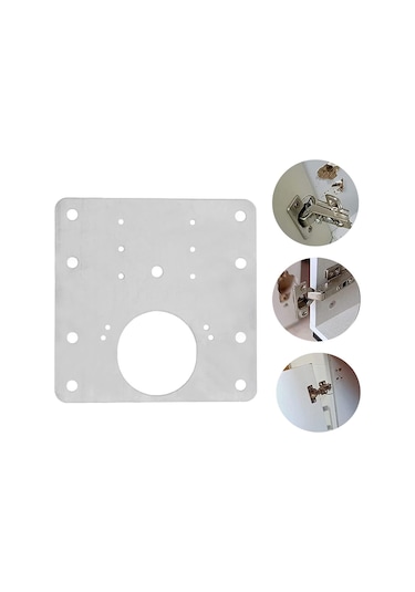 2 Adet, Mobilya Menteşe Onarım Braket Kiti, Dolap Menteşesi, Tamir Sacı, Paslanmaz Çelik, Gri