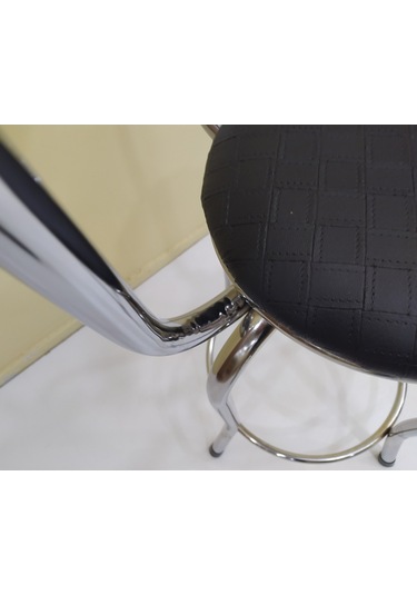 Sandalye Bar Tipi Yüksek Model Siyah 4 Adet Metal Çelik Nikelaj S