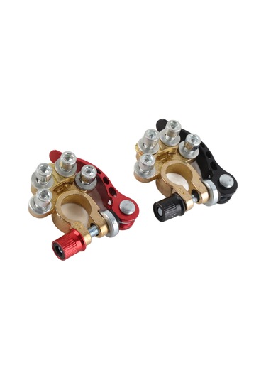 Moveevo Messingli Akü Terminali Bağlayıcı Kırmızı + Siyah - 4 Yollu Bağlantı, Sarımsaklı Malzeme, Sae/jıs Uyumlu, 45-200ah Aküler İçin, Hızlı Kurulum Anahtarı