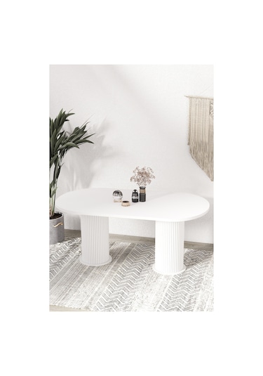 Avvio Kiev Ptt Lake Mdf Beyaz Ayakli 80x140 Mutfak Masasi Yemek Masasi Beyaz
