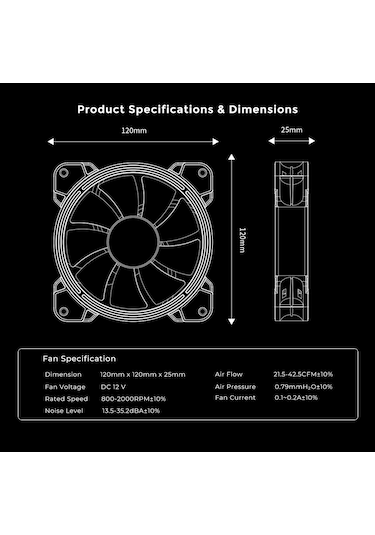 Alseye H4.0 120mm Tekli Rgb Kasa Fanı