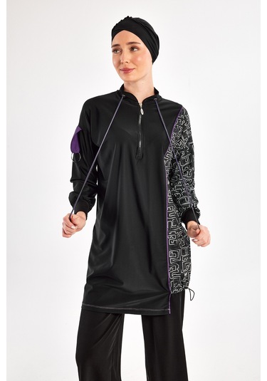 Likralı Bol Paça Tam Kapalı Tesettür Mayo 4539 Siyah Siyah