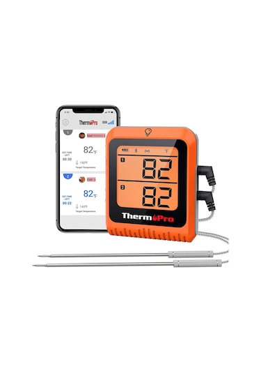 ThermoPro TP920 Cep Telefonu Kontrollü, Bluetooth ve Çift Problu Profesyonel Gıda Pişirme Termometre