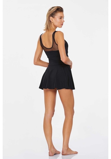 Kadın Siyah Tül Detaylı Askılı Elbise Mayo C6t4n8o3 001