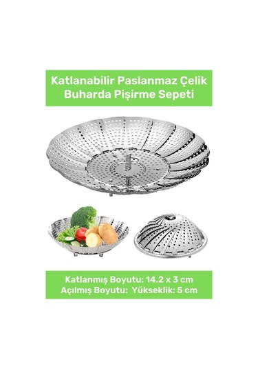 Özel Üretim Yüksek Kaliteli Ayarlanabilir Katlanabilir Paslanmaz Çelik Buharda Pişirme Sepeti