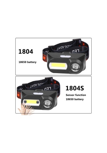 1804 Sensör Xp-g Q5 Far Kamp Kafa Işık Lambası 1 18650 Şarj Edilebilir Pil Led Cob Ampuller Lityum İyon 10 W Package B Siyah