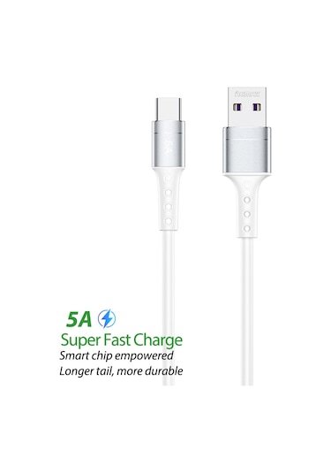 Remax Rc-198a Zincirleme Iı Serisi 5a Usb Usb-c / Tip-c Hızlı Şarj Veri Kablosu, Kablo Uzunluğu: 1m Beyaz