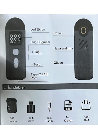 Raptor D15-04 Şarjlı Mini Bisiklet Pompası 120psi