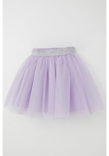 Breeze Kız Çocuk Tütü Etek Simli Beli Latikli 5-10 Yaş, Lila Lila