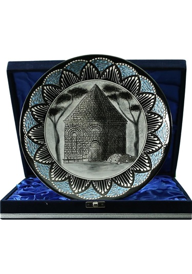 E38 El İşçiliği Çini Tabak Kümbet 25 Cm - 6420