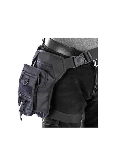 Özel Bölmeli Taktik Bel Ve Bacak Çantası Siyah