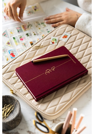 2026 A5 Keten Haftalık Ajanda 12 Aylık Bordo Bordo