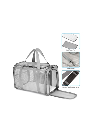 Geeksen Nefes Alabilir File Kedi Köpek Taşıma Çantası - Geniş Alan, Omuz Askılı, Çıkarılabilir Taban, Katlanır Seyahat Taşıyıcı