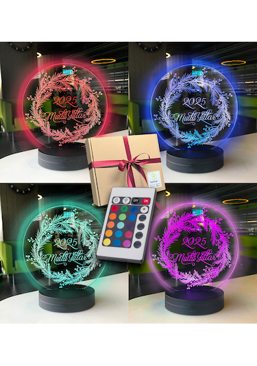 Yılbaşı Konseptli 2025 Oval 3d Led Gece Lambası