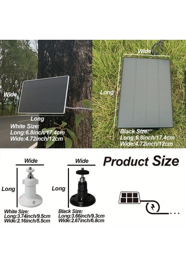 Xuweiwei Siyah Tekli Paket Dusuk Voltaj Guvenlik Kameralari Icin 360 Derece Donuslu Kolay Kurulumlu Gunes Paneli Usb C Ve Micro Usb Uyumlu