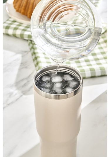 Emsan Star Ice Pipetli Çelik Sızdırmaz Termos Krem 900 Ml Krem