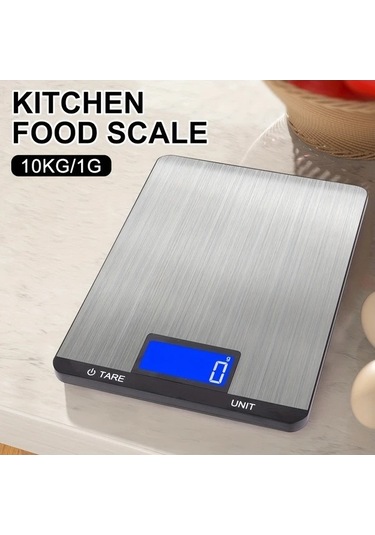 Fastbuy 1 Adet Gümüş Paslanmaz Çelik Taşınabilir Elektronik Mutfak Terazisi, 100 Gr Hassas Ölçüm Ev Tipi Gümüş