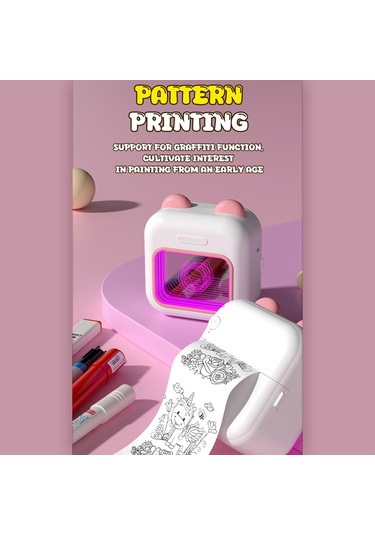 Yunboo M10 Mini Termal Yazıcı - 200dpi, Bluetooth 5.1, 7 Renk Led, 1200mah Pil, 57x25mm Kağıt, Pembe 1 Adet Kağıtlı