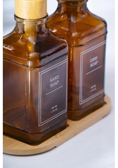 Louvre 2li Cam Sıvı Sabunluk Kahverengi