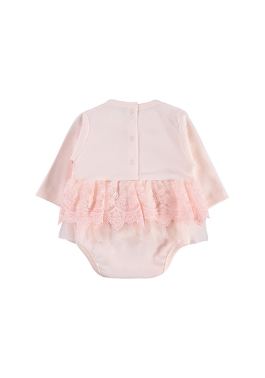 Civil Baby Fırfır Tüllü 3-12 Ay Çıtçıtlı Badi - Pudra SOMON