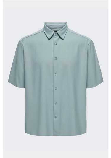 Onsboyy Lıfe Rlx Recy Pleated Ss Shırt Erkek Tourmaline Kk Gömlek - 22025032 Tourmaline