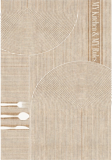 Decomia Home Dijital Kaymaz Yıkanabilir İskandinav Modern Geometrik Çizgili Kitchen Mutfak Halısı  DC-5185 Beyaz