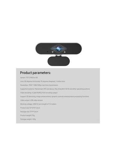Yaozixa 1080p 2mp Usb Webcam: 3d Gürültü Azaltma, Görüntü Geliştirme Ve 1920x1080/30fps H.264 Kodlama İle 80 Geniş Açı Lens