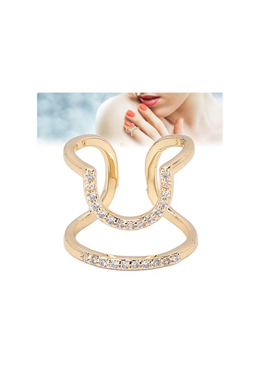 Lemestar Kadınlar İçin Ayarlanabilir Tırnak Yüzükü, Elektroplated Bakır Malzeme, Sağlıklı Ve Şık Manikür Aksesuarı, Günlük Ve Özel Etkinlikler İçin Gold