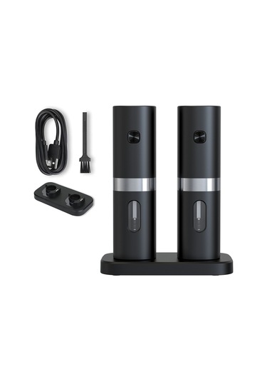 Kk Elektrikli Otomatik Tuz Ve Karabiber Öğütücü Seti Şarj Tabanı İle 2 Ayarlanabilir Kalınlık Taşınabilir Öğütücü