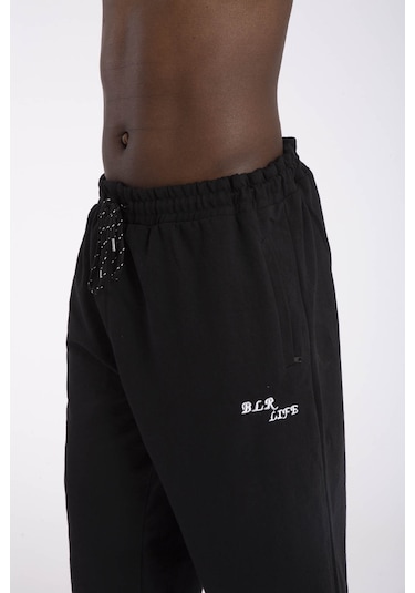 Büyük Beden Erkek Eşofman Altı Cepli Fermuarlı Blr-08- 1000 Siyah