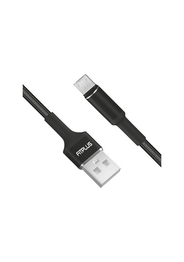 Fitplus Round Rs-201 Micro Usb Data/Şarj Kablosu 3A 2M Örgü Siyah