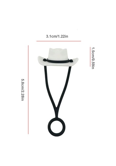 Neevoyu Stanley Bardak Uyumlu 30-40 Oz Silikon Pipet Kapağı - Köylü Şapka Desenli, Yeniden Kullanılabilir, Çocuk Dost, Beyaz Tek Adet