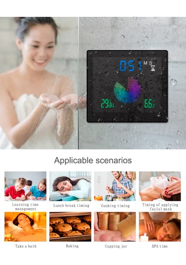 Kangvka Ev Ve Ofis İçin Renkli Ekranlı Dijital Saat, Nem Ve Sıcaklık Göstergeli, Alarmlı, Su Geçirmez, Beyaz