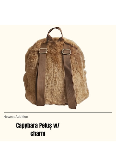 Capybara Peluş Sırt Çantası W/ Charm Kahverengi